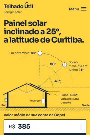 Exemplo de site para energia solar (negócio fictício): Telhado Útil Energia Solar, em São José dos Pinhais
